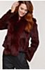 Annabelle Claret Knitted Danish Mink Fur Jacket with Fox Fur Trim