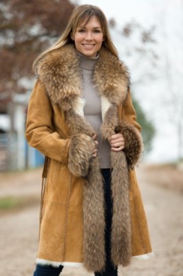 Lillie Suede Coat with Raccoon Fur Trim | Overland