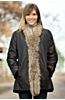 Aviana Reversible Sheared Mink Fur Coat with Raccoon Fur Trim