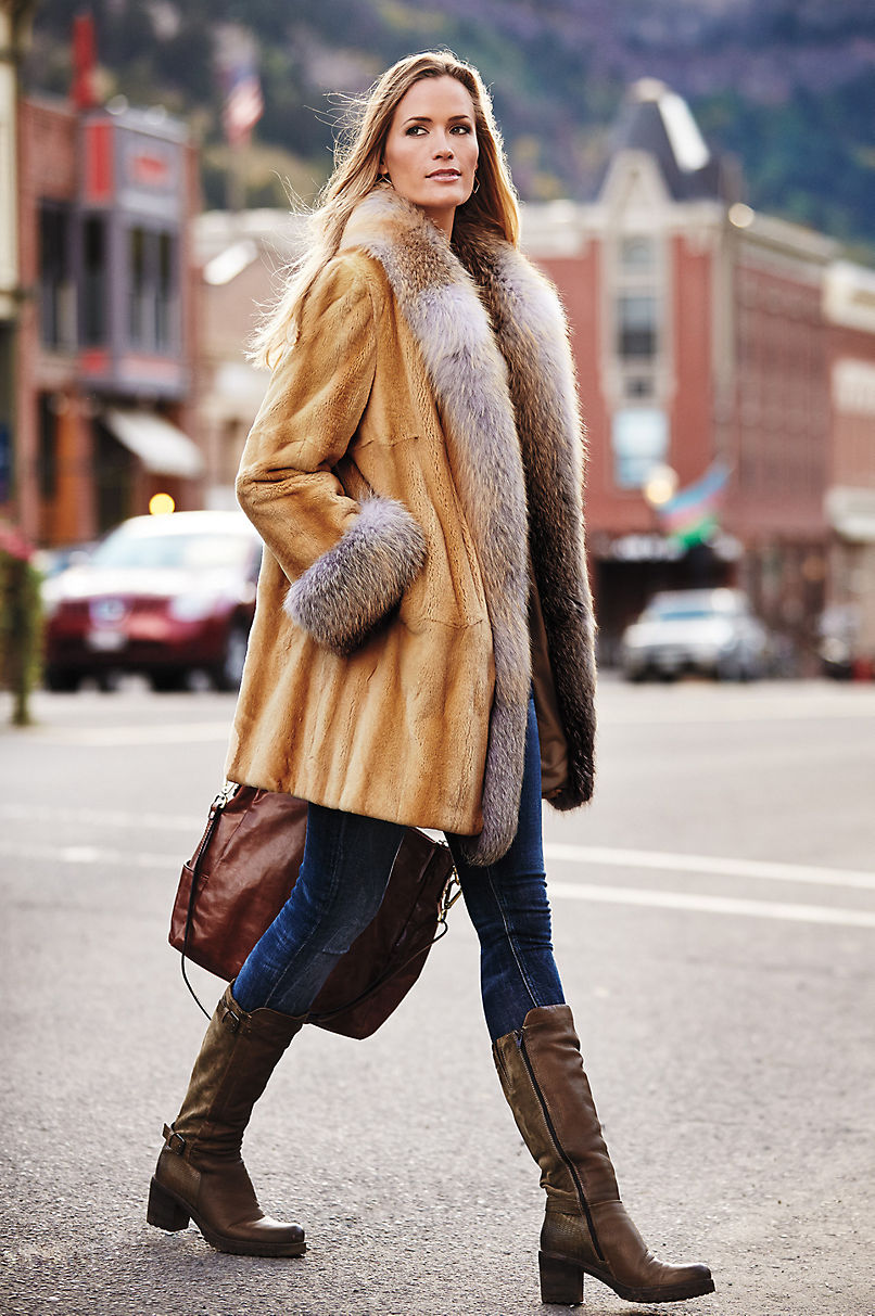 Rosanna Danish Mink Fur Coat with Fox Fur Trim | Overland