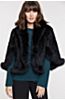 Desiree Knitted Mink Fur Cape with Fox Fur Trim