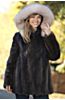 Marisa Long-Haired Beaver Fur Coat with Fox Fur Trim