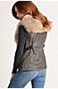 Roxy Lambskin Leather Vest with Raccoon Fur Trim
