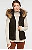 Maria Suede Leather Vest with Fur Trim and Detachable Hood 