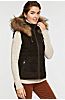 Maria Suede Leather Vest with Fur Trim and Detachable Hood 