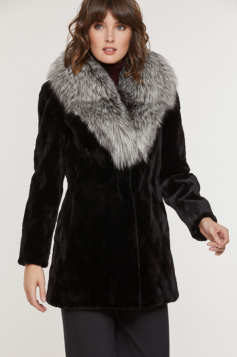 Diana Danish Mink Fur Jacket with Silver Fox Fur Collar | Overland
