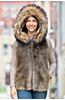 Demi Long-Haired Beaver Fur Vest with Raccoon Fur Trim