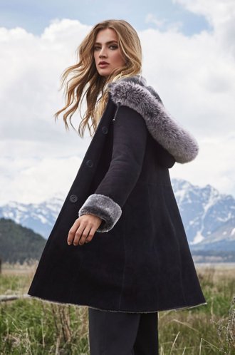 Women S Fur Trimmed Coats Overland, Wool Coat With Fur Hood