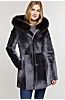 Jolie Reversible Hooded Spanish Merino Shearling Sheepskin Coat with Fox Fur Trim 