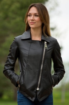 Women's Shonna Lambskin Leather Biker Jacket Overland