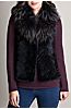 Renee Danish Knitted Mink Fur Vest with Raccoon Fur Collar