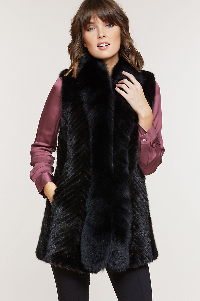 Elsa Mink Fur Vest with Fox Fur Trim | Overland