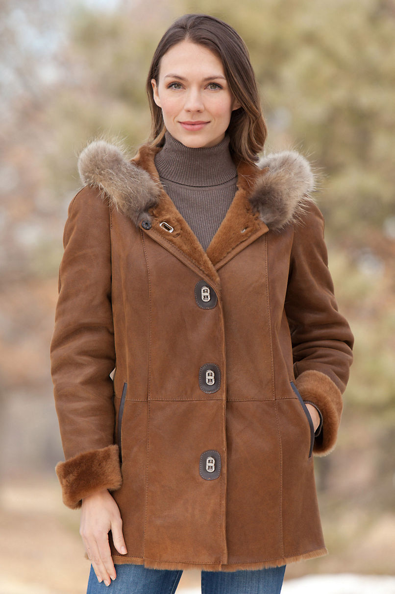 Anya Shearling Sheepskin Coat with Raccoon Fur Trim | Overland