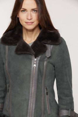Olivia Spanish Merino Shearling Sheepskin Bomber Jacket Overland