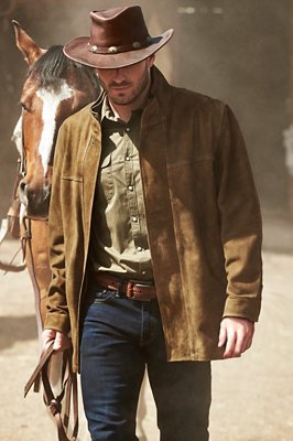 Corbin Goatskin Suede Leather Coat with Removable Quilted Lining