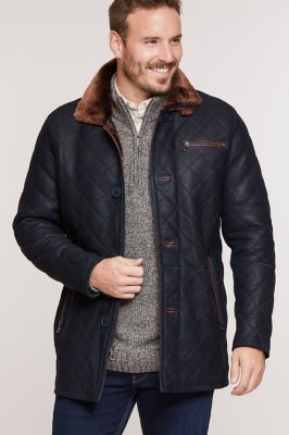 Hayes Quilted Spanish Shearling Sheepskin Car Coat Big (48 52