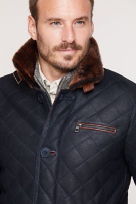 Hayes Quilted Spanish Shearling Sheepskin Car Coat - Big (48 - 52 ...
