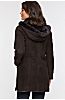 Yolanda Shearling Sheepskin Coat with Lambskin Leather Trim and Detachable Hood