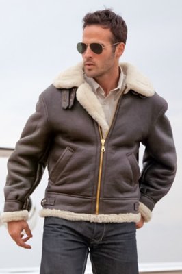 shearling sheepskin bomber jacket