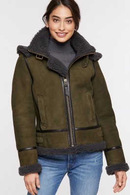 Jane Sheepskin B3 Bomber Jacket with Detachable Hood Overland