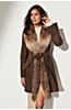 Felicity Distressed Lambskin Leather Coat with Fur Collar