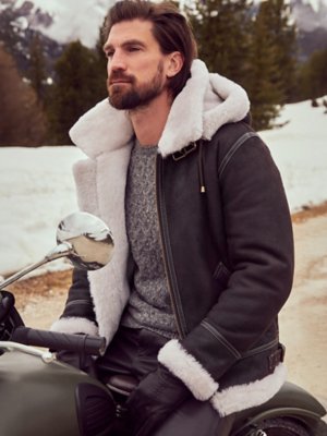 Classic Sheepskin B-3 Bomber Jacket with Detachable Hood | Overland