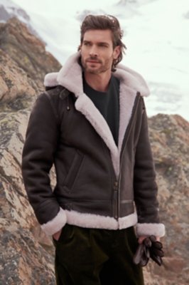 Classic Sheepskin B3 Bomber Jacket with Detachable Hood Tall (38LT