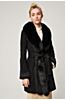 Felicity Lambskin Suede Leather Coat with Fur Trim