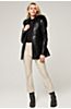 Anna Lambskin Leather Coat with Fur Trim and Detachable Hood