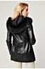 Anna Lambskin Leather Coat with Fur Trim and Detachable Hood