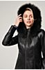 Anna Lambskin Leather Coat with Fox Fur Trim and Detachable Hood