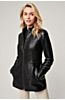 Anna Lambskin Leather Coat with Fox Fur Trim and Detachable Hood