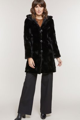 Betsy Reversible Hooded Mink Fur Coat | Overland