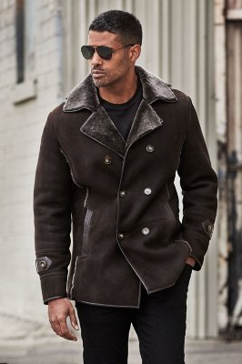 Archie Shearling Sheepskin Pea Coat Overland