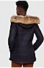 Darcy Reversible Merino Shearling Sheepskin Coat with Fur Trim and Detachable Hood 