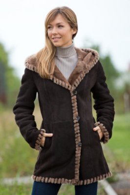 Hadley Hooded Spanish Merino Shearling Sheepskin Coat | Overland