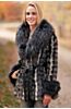 Gabrielle Sheared Mink Fur Coat with Raccoon Fur Trim
