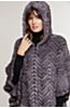 Bettina Hooded Zip-Front Herringbone Knitted Mink Fur Poncho