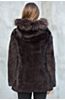 Eugenia Rex Rabbit Fur Popcorn-Carved Hooded Coat with Raccoon Fur Trim