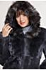 Dani Hooded Rex Rabbit Fur Coat with Fox Fur Trim