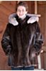 Olivia Longhaired Beaver Fur Coat with Fox Fur Trim