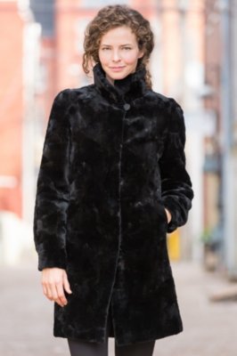 Bridget Reversible Danish Mink Fur Coat with Fox Fur Trim | Overland