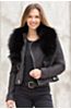 Andromeda Calfskin Leather Moto Jacket with Detachable Raccoon Fur Collar