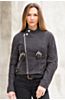 Andromeda Calfskin Leather Moto Jacket with Detachable Raccoon Fur Collar