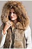 Naomi Lambskin Leather and Rex Rabbit Fur Vest with Raccoon Fur Trim 