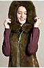 Trudy Hooded Calfskin Leather Vest with Mink and Fox Fur Trim 