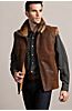 Gabriel Distressed Lambskin Leather Vest with Red Fox Fur Lining