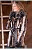 Belted Kid Goat Fur Coat with Raccoon Fur Collar