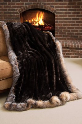 Winter Palace Sheared Beaver Fur Blanket (104 x 88 King) Overland