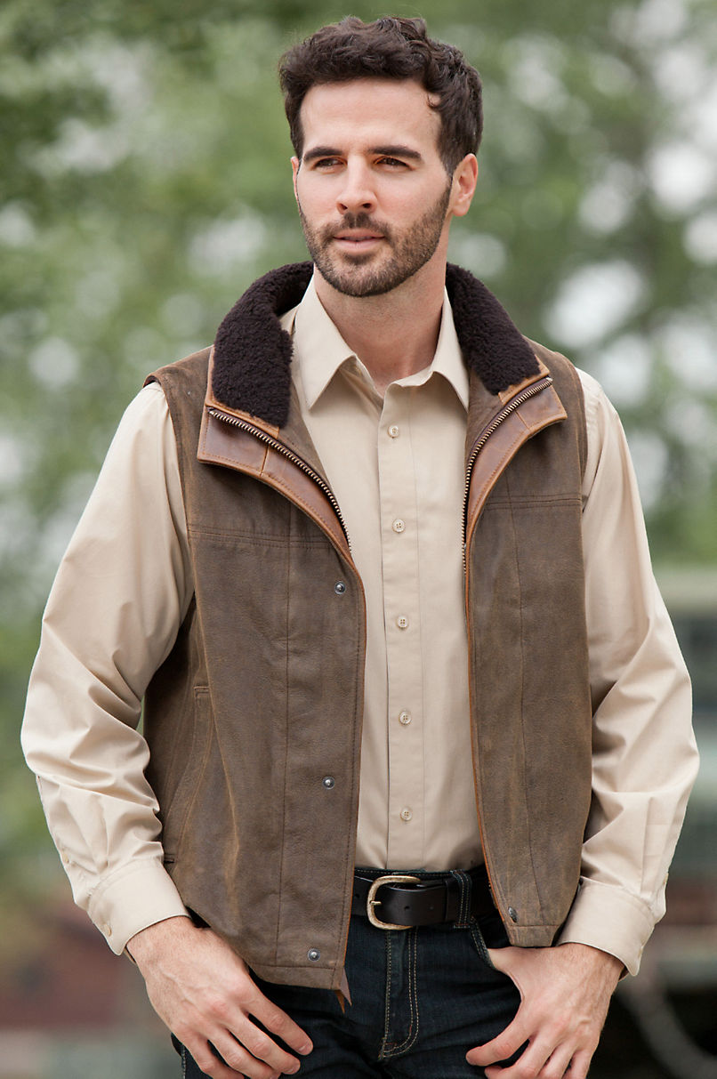 Trekker Lambskin Leather Vest with Shearling Collar | Overland